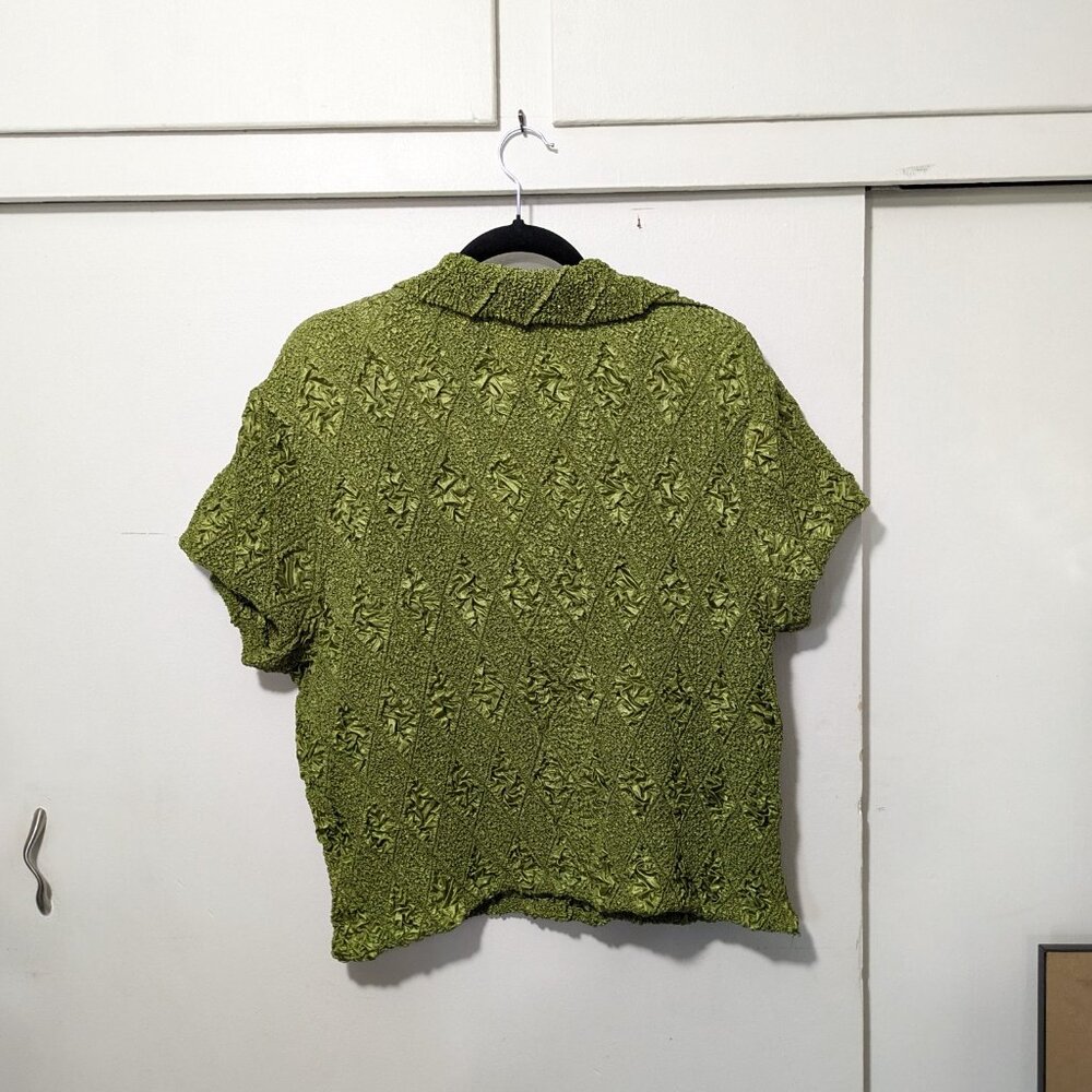 BALABALA: Crinkly Stretch Fabric Button Up Blouse women - Picture 3 of 4